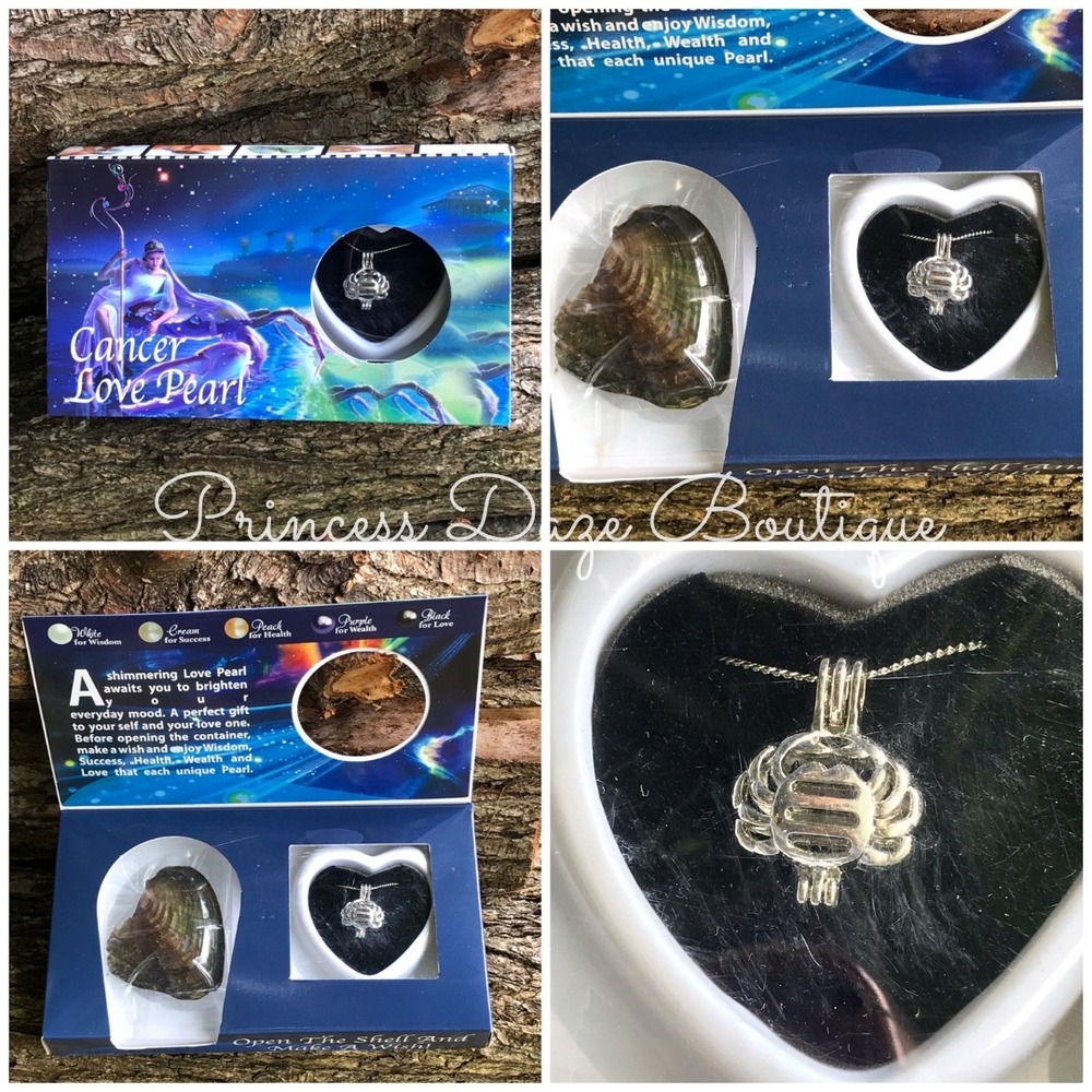 Zodiac Cancer Love Oyster‎ Pearl Pendant Necklace Oyster Kit Set